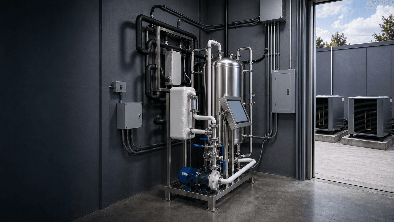 BLAST 60/45 chilling platform and wall-mounted controls, with two separate condensers outside
