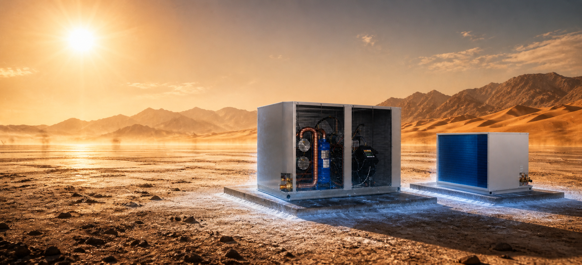 Desert visualization of separate 22 horsepower and 6 horsepower units aligned side by side